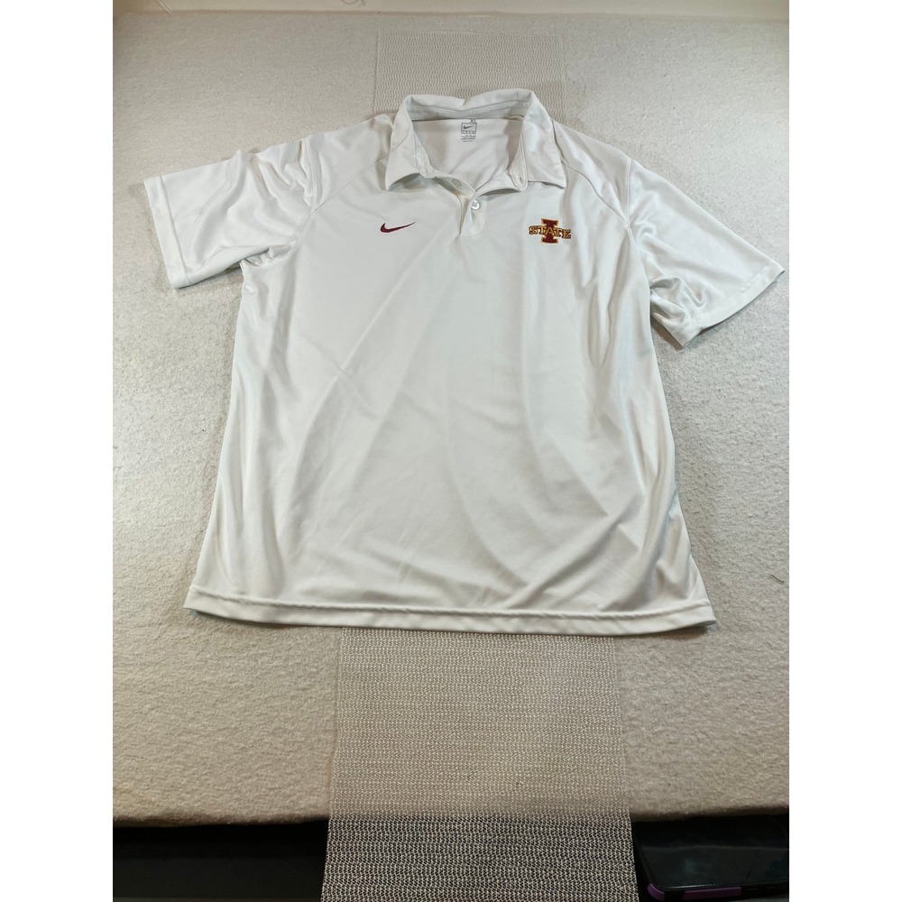 Nike Iowa State Cyclones Embroidered Polo Shirt Mens XL White NCAA Golf Top